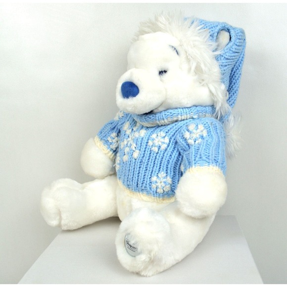 Disney Store Exclusive Winnie The Pooh Bear White Winter Plush Snowflake 12" - Picture 3 of 4